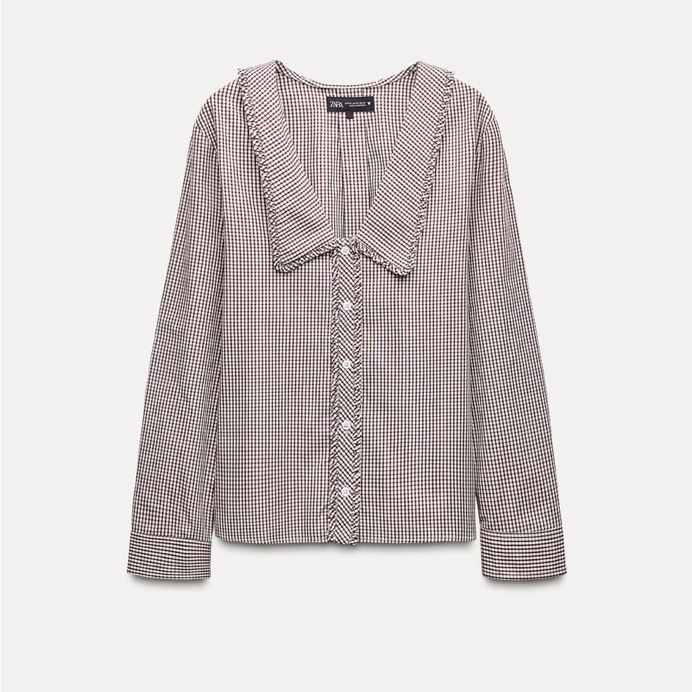 Zara Peter Pan Collar Gingham Top
